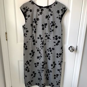 Ann Taylor gray dress with black flowers. Size 14